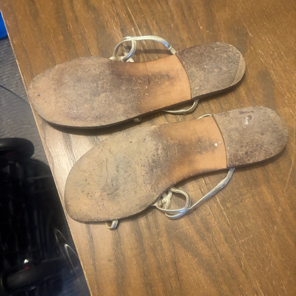 Susan Bennis/Warren Edwards Rustic Brown Braided Leather Slingback Heels - Picture 9 of 11